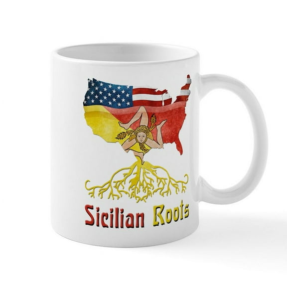 CafePress - American Sicilian Roots Mug - 11 oz Ceramic Mug - Novelty Coffee Tea Cup