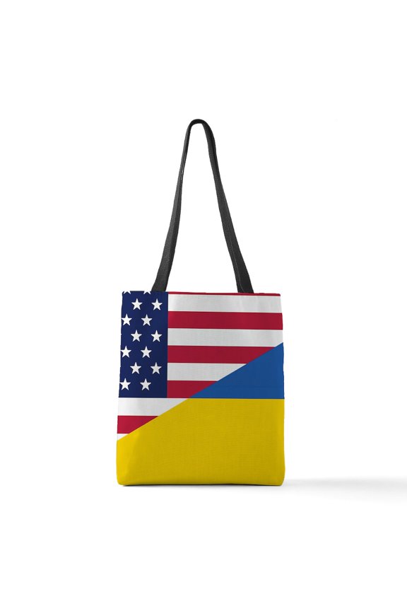 - American Support Towards Ukraine Polyester Tote Ba - Polyester Tote Bag 16"x16"