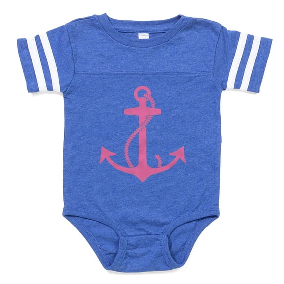 CafePress - Anchor_Pink - Cute Infant Baby Football Bodysuit