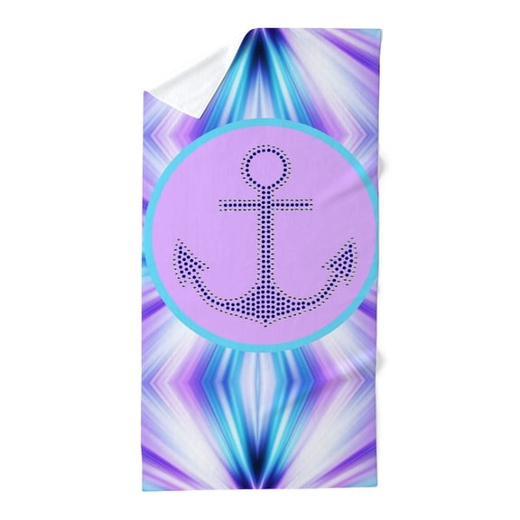 CafePress - Anchor Purple Aqua Geometric - Large Beach Towel, Soft 30"x60" Towel with Unique Design