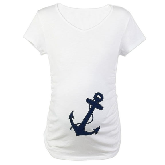 CafePress - Anchored Maternity T Shirt - Cotton Maternity T-shirt, Cute & Funny Pregnancy Tee