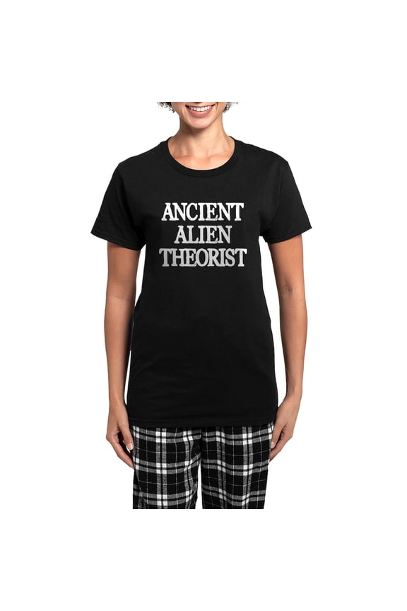 - Ancient Alien Theorist Women's Dark Pajamas - Women's Short Sleeve Print T-Shirt and Pants Dark Cotton Pajama Set