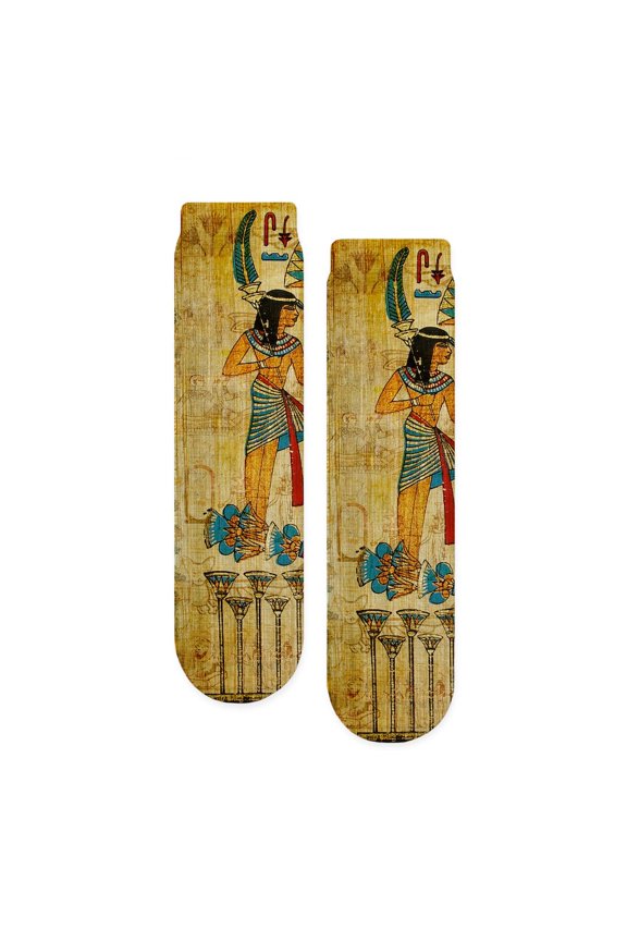 - Ancient Egypt Wall Scroll Tapestry Heiropglyphics - Unisex Novelty Printed Crew Adult Socks