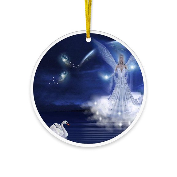 CafePress - Angel - Acrylic Circle Christmas Ornament