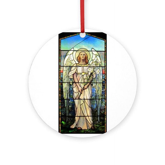 CafePress - Angel In Pink -  Round Wood Ornament 4"