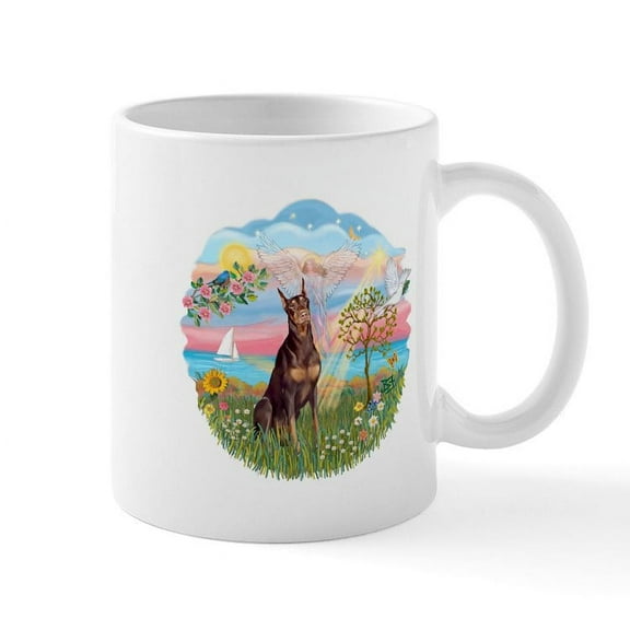 CafePress - Angelstar Red Doberman Mug - 11 oz Ceramic Mug - Novelty Coffee Tea Cup