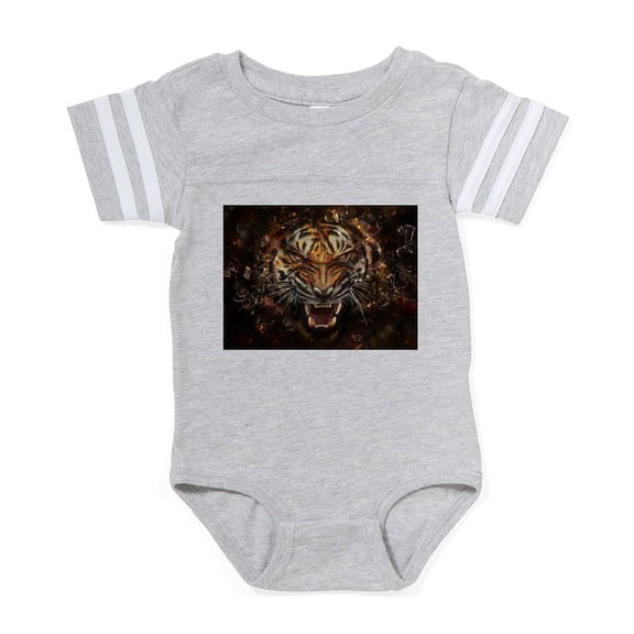 CafePress - Angry Tiger Breaking Throug - Cute Infant Baby Football Bodysuit