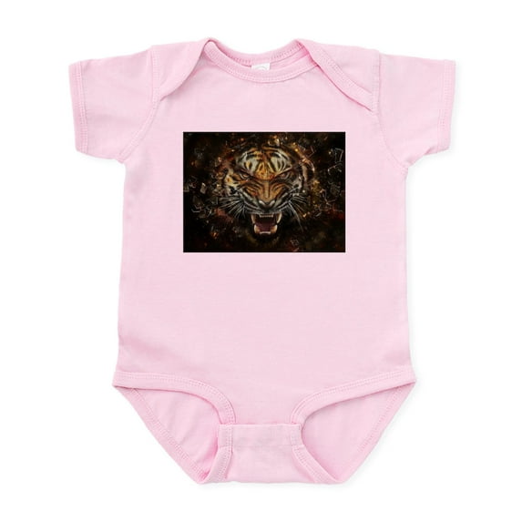 CafePress - Angry Tiger Breaking Through Glass Body Suit - Baby Light Bodysuit, Size Newborn - 24 Months