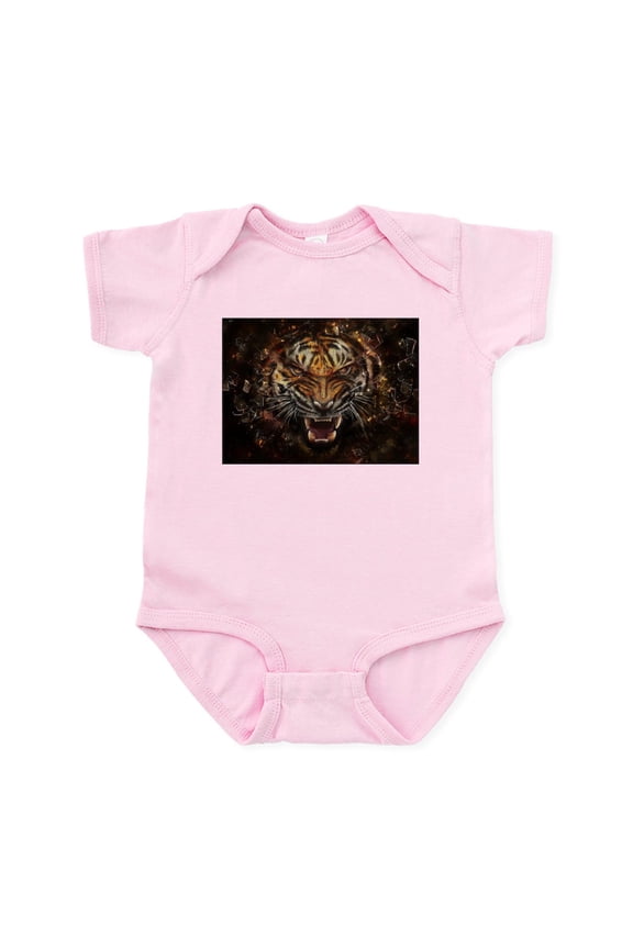 - Angry Tiger Breaking Through Glass Body Suit - Baby Light Bodysuit, Size Newborn - 24 Months