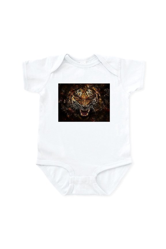 - Angry Tiger Breaking Through Glass Body Suit - Baby Light Bodysuit, Size Newborn - 24 Months