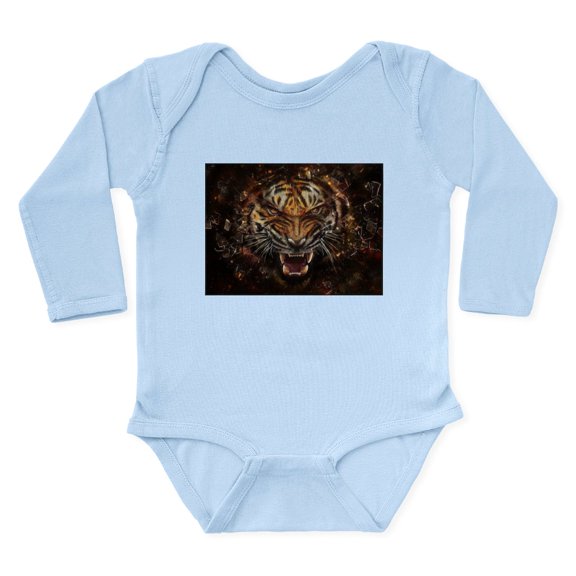 CafePress - Angry Tiger Breaking Through Glass Body Suit - Long Sleeve Cotton Baby Bodysuit