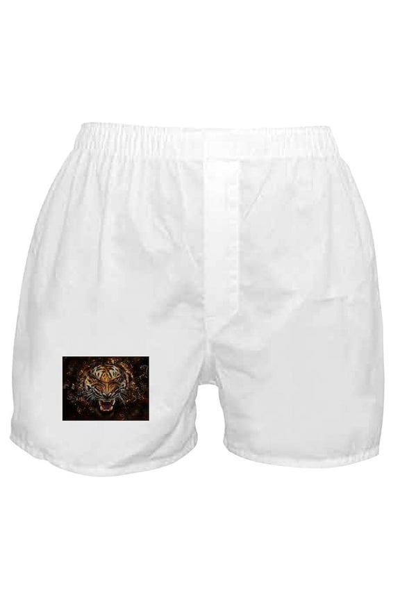 - Angry Tiger Breaking Through Glass Boxer Shorts - Men's Novelty Boxer Shorts
