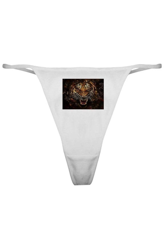 - Angry Tiger Breaking Through Glass Classic Thong - Women's Novelty Thong Panties Underwear