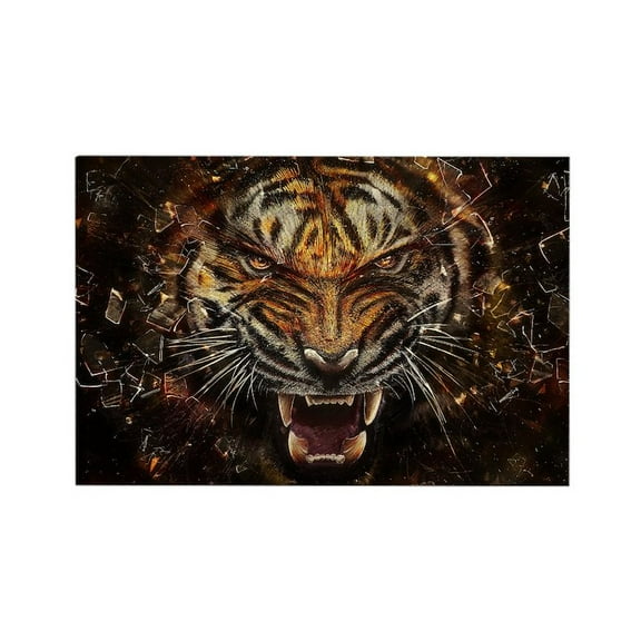 CafePress - Angry Tiger Breaking Through Glass Magnets - Rectangle Magnet, 2"x3" Refrigerator Magnet
