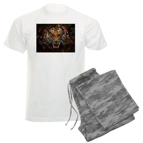CafePress - Angry Tiger Breaking Through Glass Pajamas - Men's Light Loose Fit Cotton Pajama Set
