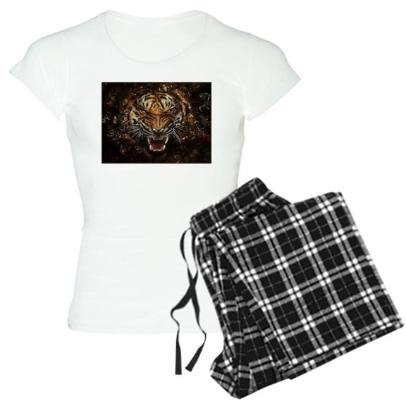 CafePress - Angry Tiger Breaking Through Glass Pajamas - Women's Light Pajamas