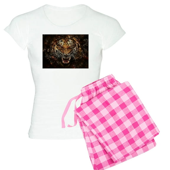 CafePress - Angry Tiger Breaking Through Glass Pajamas - Women's Light Pajamas