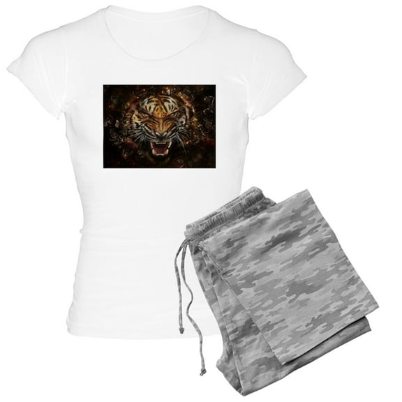 CafePress - Angry Tiger Breaking Through Glass Pajamas - Women's Light Pajamas