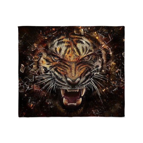 CafePress - Angry Tiger Breaking Through Glass Throw Blanket - Soft Fleece Throw Blanket, 50"x60" for All Ages