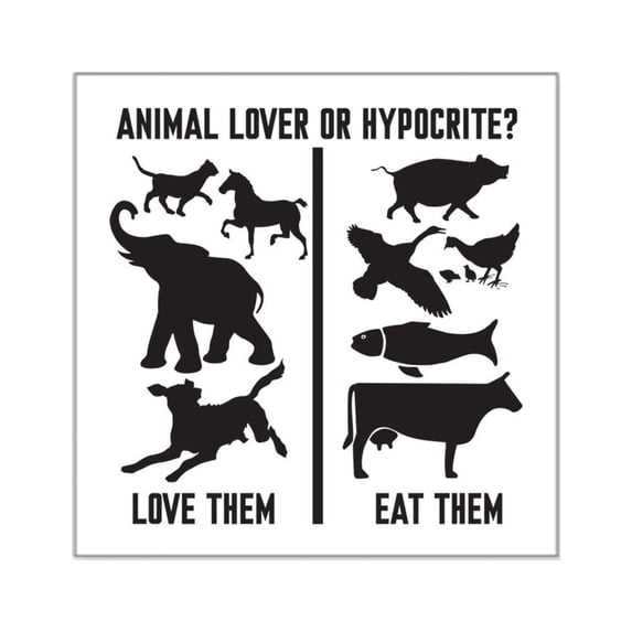 CafePress - Animal Lover Or Hypocrite? Square Sticker 3 X 3 - Square Sticker 3" x 3"