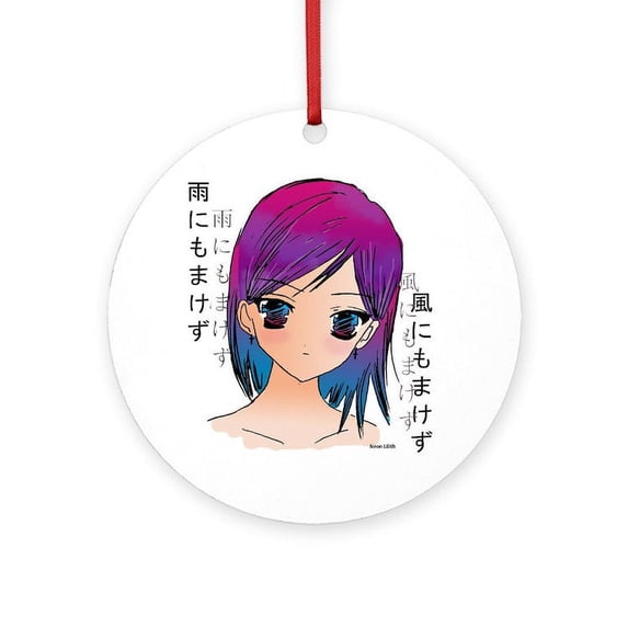 CafePress - Anime Girl - Round Wood Ornament 4"