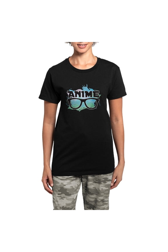 - Anime Nerd Pajamas - Women's Short Sleeve Print T-Shirt and Pants Dark Cotton Pajama Set