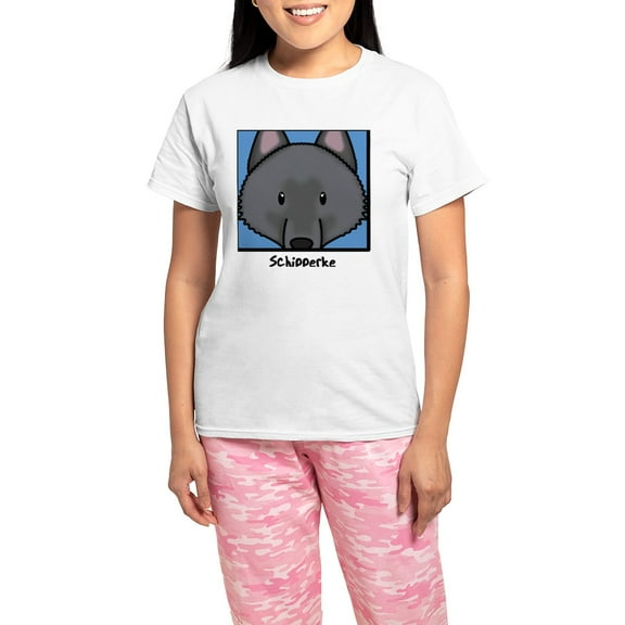 CafePress - Anime_Schipperke Women's Light Pajamas - Women's Short Sleeve Print T-Shirt and Pants Light Cotton Pajama Set