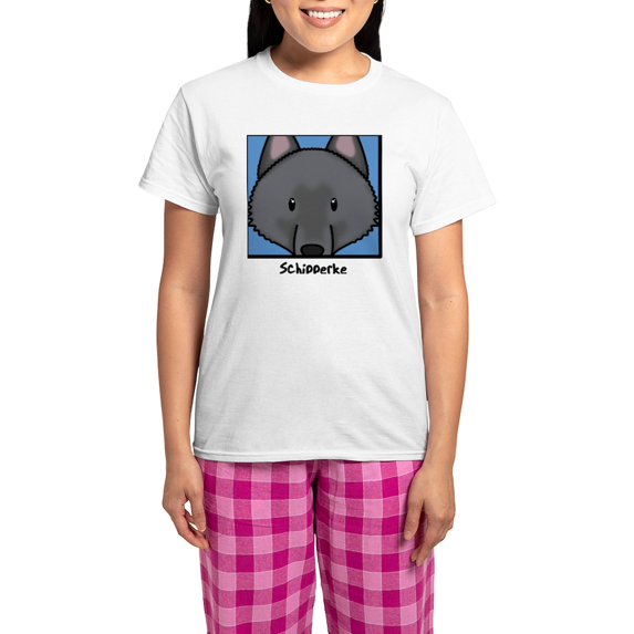 CafePress - Anime_Schipperke Women's Light Pajamas - Women's Short Sleeve Print T-Shirt and Pants Light Cotton Pajama Set