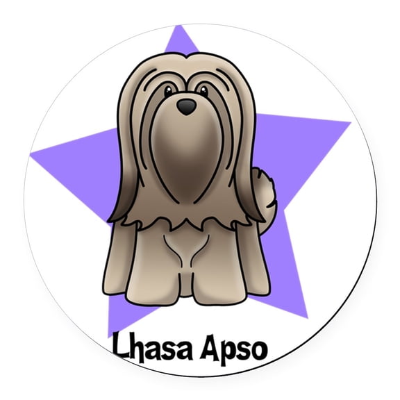 CafePress - Anime Star Lhasa Apso - Round Car Magnet