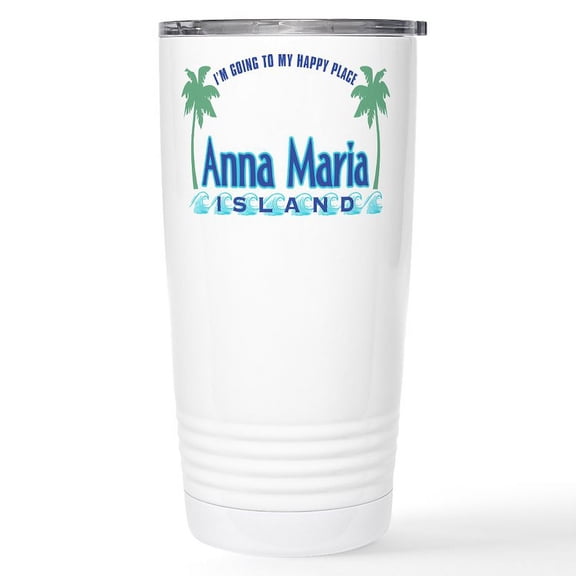 CafePress - Anna Maria Island Happy Place Stainless Steel Trav - Insulated Stainless Steel Travel Tumbler 20 oz.