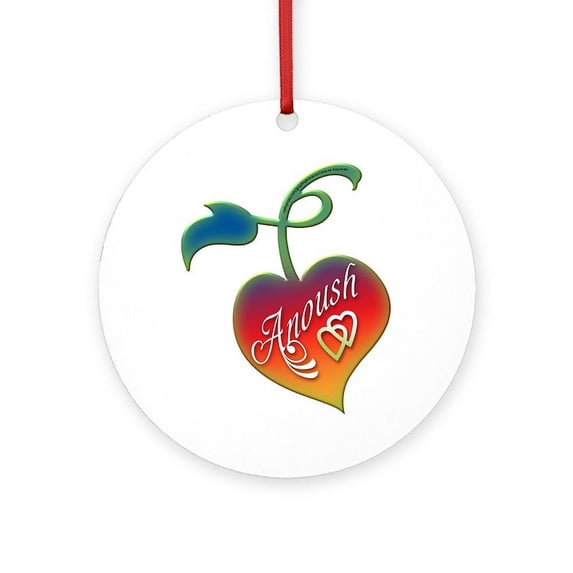 CafePress - Anoush Heart - Round Wood Ornament 4"