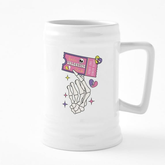 CafePress - Anti Valentine Club Coupon - 25 Ounce Ceramic White Beer Stein Mug