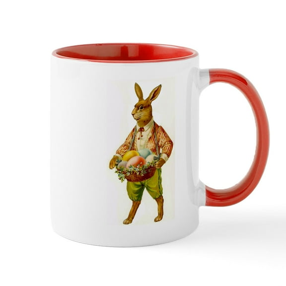 CafePress - Antique Easter Bunny Basket Gift Coffee Mug - 11 oz Ceramic Mug - Novelty Coffee Tea Cup