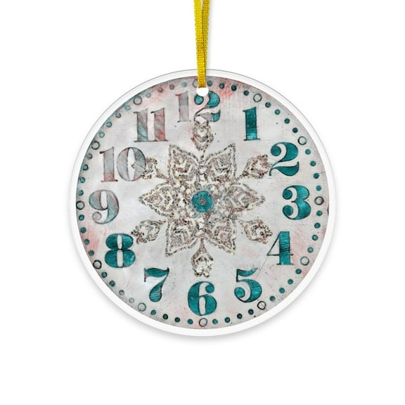 CafePress - Antique Vintage Old Pretty Clock Circle Ornament - Acrylic Circle Christmas Ornament