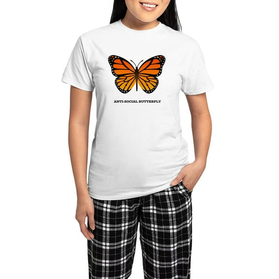 CafePress - Antisocial Butterfly Pajamas - Women's Short Sleeve Print T-Shirt and Pants Light Cotton Pajama Set