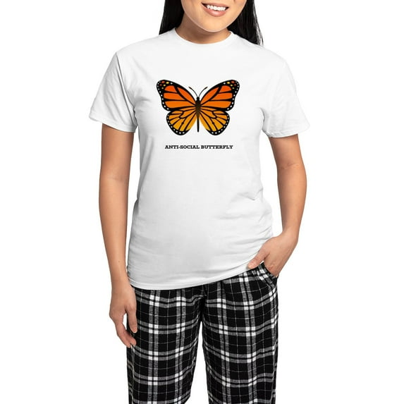 CafePress - Antisocial Butterfly Pajamas - Women's Short Sleeve Print T-Shirt and Pants Light Cotton Pajama Set