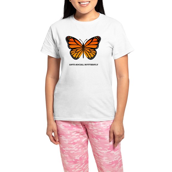 CafePress - Antisocial Butterfly Pajamas - Women's Short Sleeve Print T-Shirt and Pants Light Cotton Pajama Set