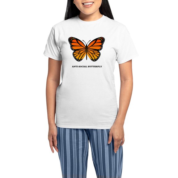 CafePress - Antisocial Butterfly Pajamas - Women's Short Sleeve Print T-Shirt and Pants Light Cotton Pajama Set