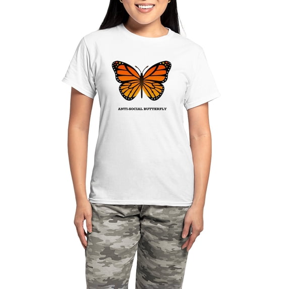 CafePress - Antisocial Butterfly Pajamas - Women's Short Sleeve Print T-Shirt and Pants Light Cotton Pajama Set