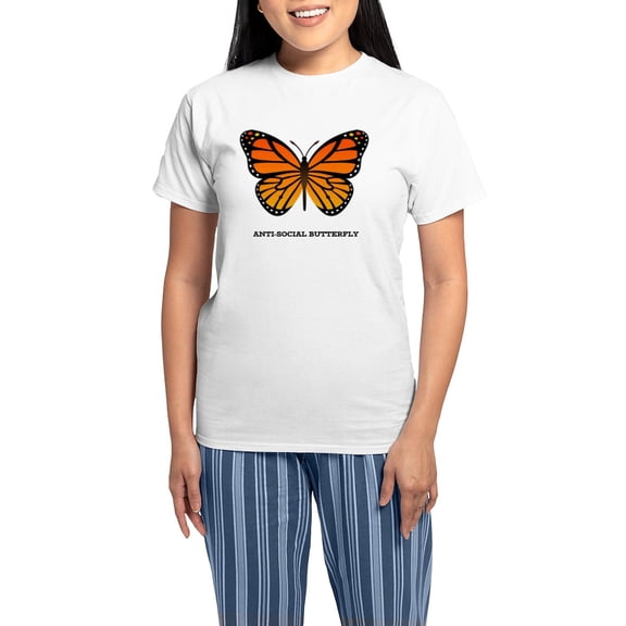 CafePress - Antisocial Butterfly Pajamas - Women's Short Sleeve Print T-Shirt and Pants Light Cotton Pajama Set