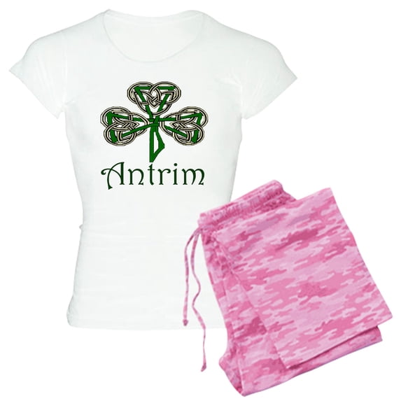 CafePress - Antrim Shamrock Women's Light Pajamas - Women's Short Sleeve Print T-Shirt and Pants Light Cotton Pajama Set