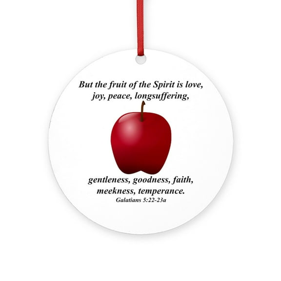 CafePress - Apple Fruit Of The Spirit -  Round Wood Ornament 4"
