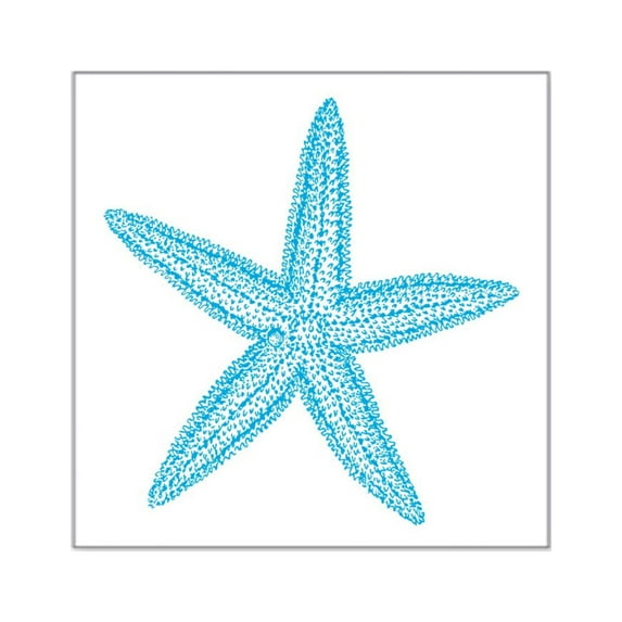 CafePress - Aqua Blue Starfish Square Sticker 3 X 3 - Square Sticker 3" x 3"