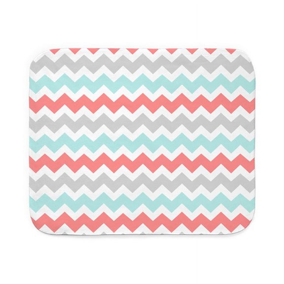 CafePress - Aqua Coral Grey Chevron Pattern Sherpa Fleece Thro - Sherpa Fleece Throw Blanket 60" x 50"