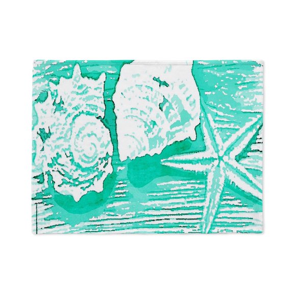 CafePress - Aqua Sea Shells Nautical - Soft Fleece Throw Stadium Blanket, 30"x40"