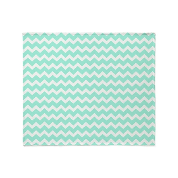 CafePress - Aqua White Chevron Pattern Throw Blanket - Soft Fleece Throw Blanket, 50"x60" for All Ages