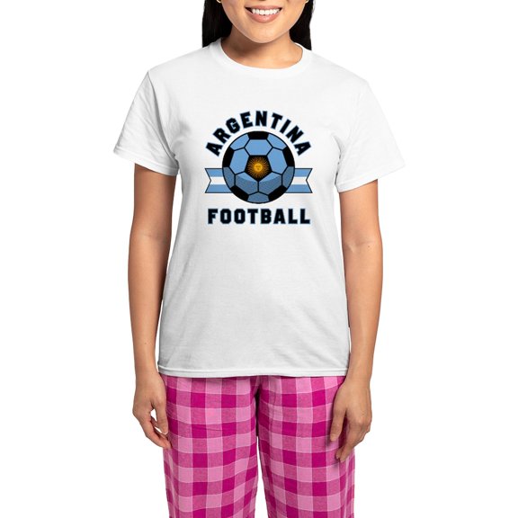 CafePress - Argentina Football Pajamas - Women's Short Sleeve Print T-Shirt and Pants Light Cotton Pajama Set