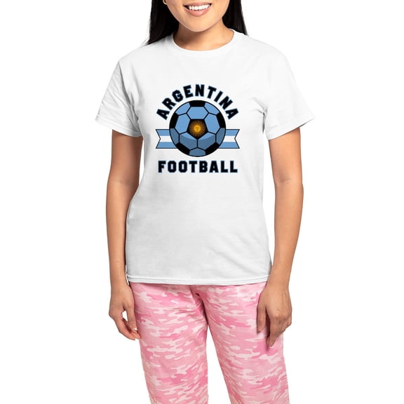 CafePress - Argentina Football Pajamas - Women's Short Sleeve Print T-Shirt and Pants Light Cotton Pajama Set