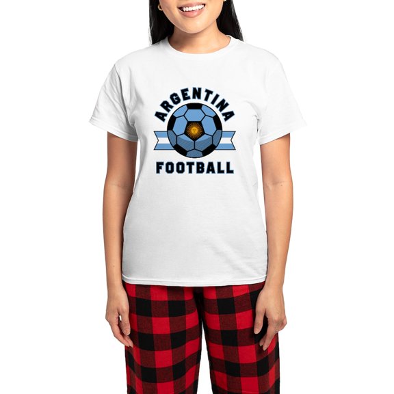 CafePress - Argentina Football Pajamas - Women's Short Sleeve Print T-Shirt and Pants Light Cotton Pajama Set