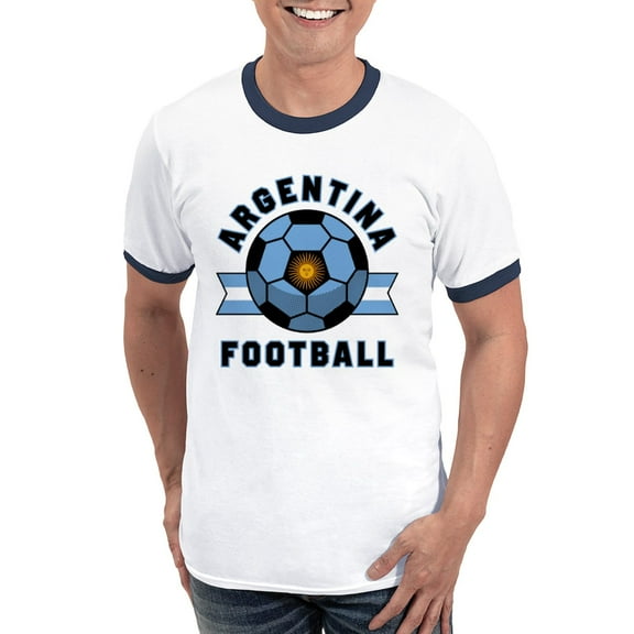 CafePress - Argentina Football T Shirt - 100% Cotton Ringed T-Shirt